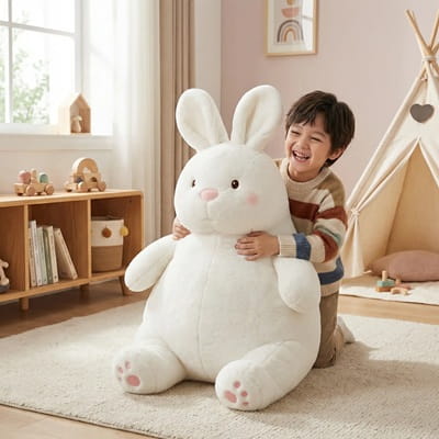 Lapin geant en peluche