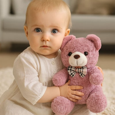 Ours en peluche fushia