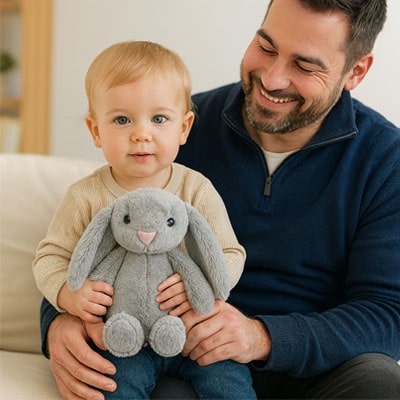 peluche lapin gris