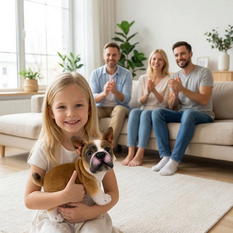 Bouledogue francais en peluche brun