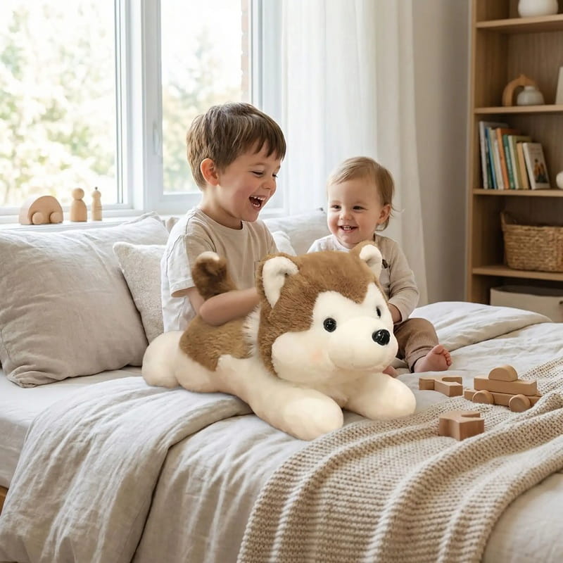 Chien husky en peluche