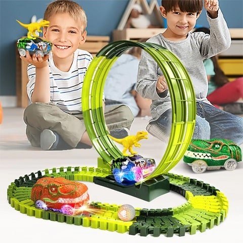 Circuit-voiture-enfant-piste-d-aventure-jurassique-construction