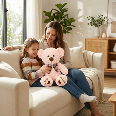 gros ours en peluche rose