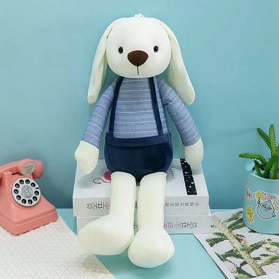 Lapin en peluche bleu