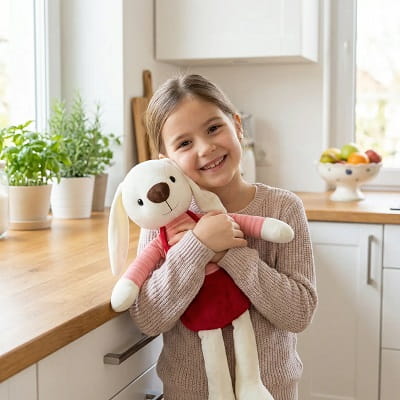 Lapin en peluche fille