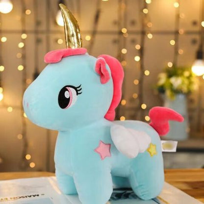 Peluche bleu licorne