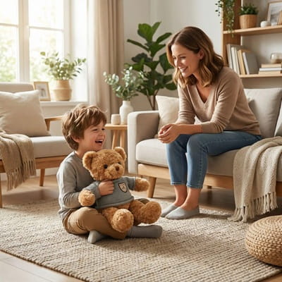 Peluche en ours bleu