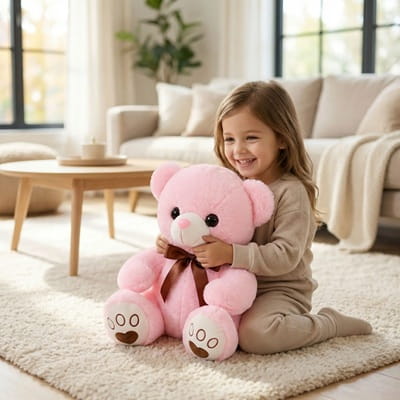 Peluche en ours rose