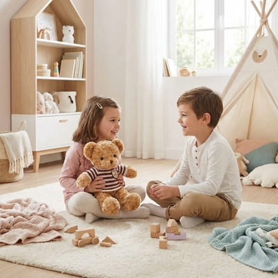 Peluche en ours rouge