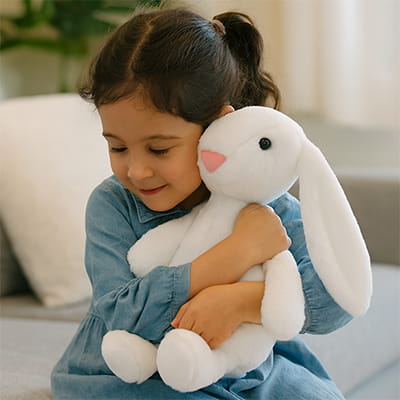 peluche lapin blanc