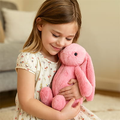 peluche lapin rose