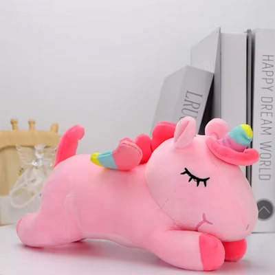 Peluche licorne rose