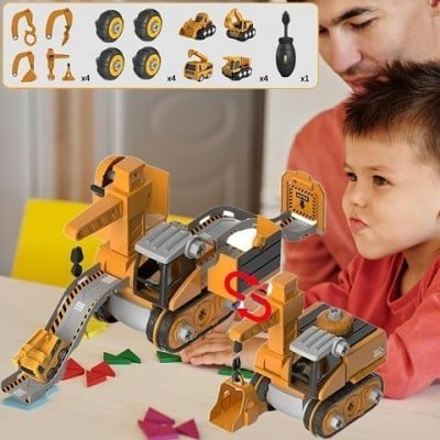 Jeu de construction Montessori pour enfant - Véhicules à construire