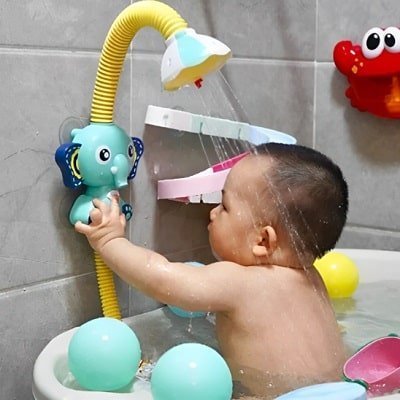 jouet-de-bain-bébé-douche-éléphant