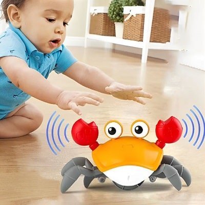 jouet-pour-bébé-crabe-orange