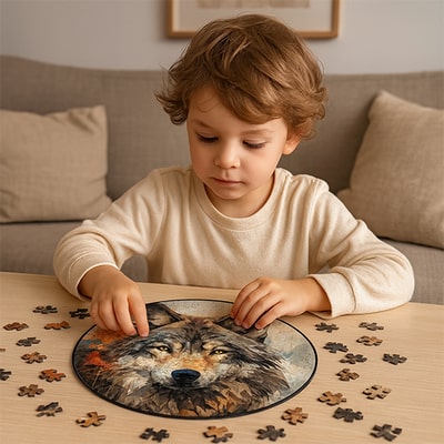 puzzle bois loup gris