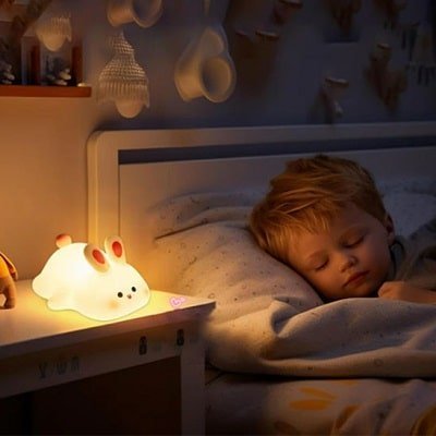 veilleuse-enfant-anti-stress-lapin-DEL-rechargeable