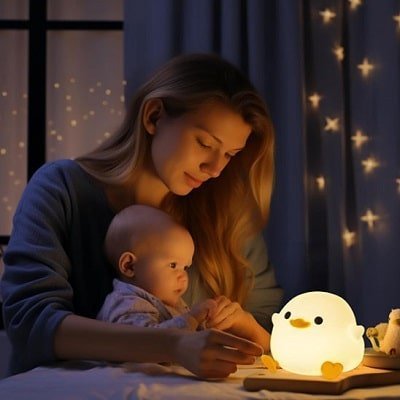 veilleuse-enfant-beaux-rêves-poussin-DEL-rechargeable-intensité-variable